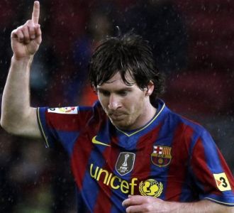 Messi celebra el primer gol ante el Tenerife