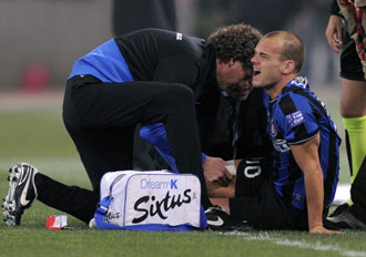 Sneijder se lesion en la final de Copa