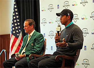 Tiger Woods durante la conferencia de prensa en Pensilvania.
