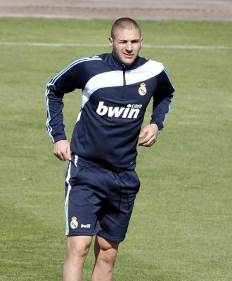 Benzem, en un entrenamiento del Real Madrid.