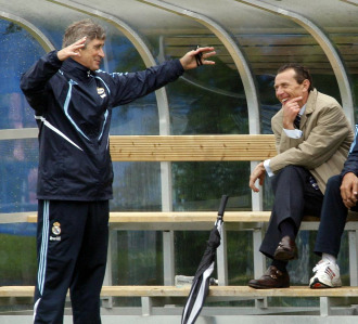 butragueo, hablando con Pellegrini en un entrenamiento del Real Madrid