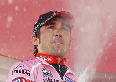 David Arroyo, en el podio del Giro