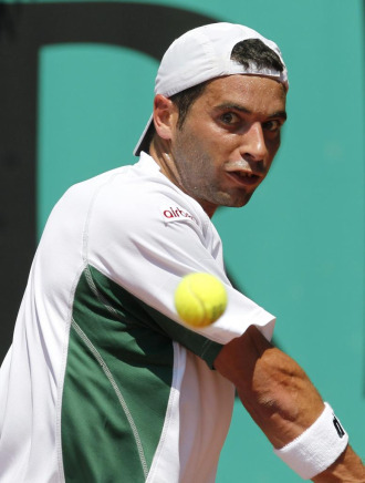 Albert Montas durante un partido en Roland Garros.