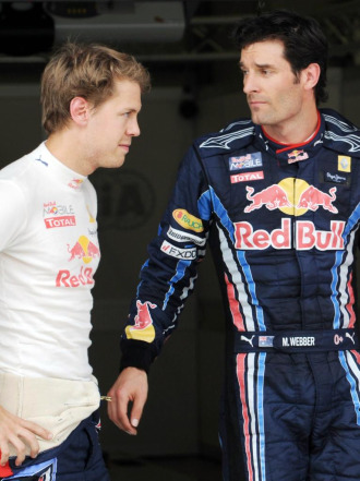 Vettel y Webber, en el paddock del circuito de Estambul
