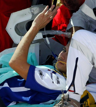 Rossi, en el helicptero medicalizado que le traslad de Mugello al hospital de Florencia