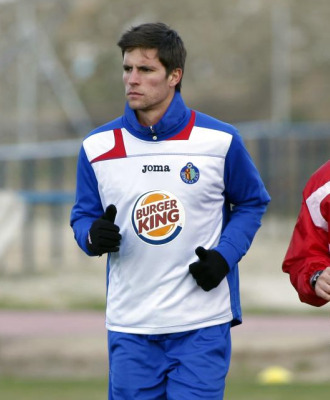 Adrián González, en un entrenamiento del Getafe.
