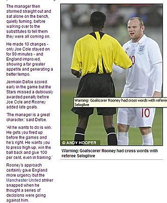 El Daily Mail recogi el momento en el que Rooney insulta al rbitro