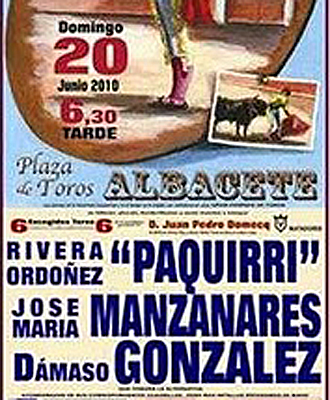 Cartel anunciador de la corrida de Asprona en Albacete del da 20 de junio