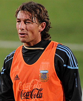 Heinze, durante un entrenamiento de Argentina