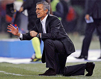 Mourinho, en el partido contra la Roma de la final de Copa