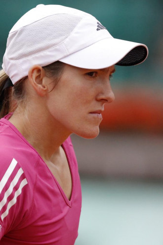 Justine Henin durante un partido en Roland Garros.
