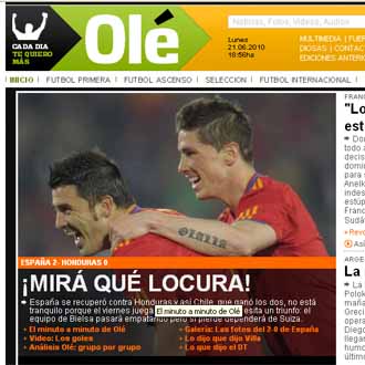 El diario argentino rectifica su opinin sobre el juego de Espaa