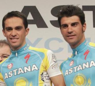 Pereiro y Contador, en la presentacin del Astana