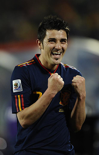 David Villa ha metido cinco de los seis goles de Espaa en el Mundial.