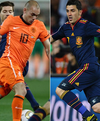 Wesley Sneijder y David Villa luchan por ser protagonistas de este Mundial