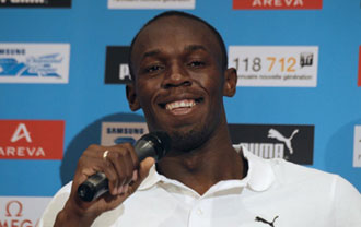 Usain Bolt en rueda de prensa
