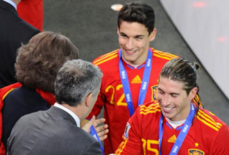 Sergio Ramos saludan a la Reina de España, Sofia