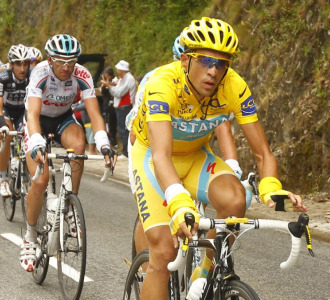 Alberto Contador en plena ascensión al Tourmalet.