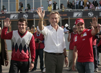 Montezemolo, junto a Fernando Alonso y Felipe Massa