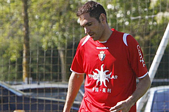 Josetxo, durante un entrenamiento con Osasuna, en una imagen de archivo
