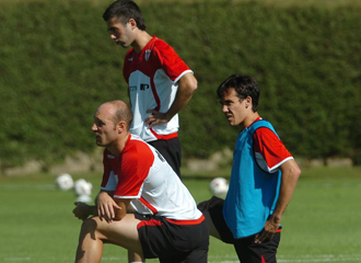 Toquero, David Lpez y Susaeta entrenando con el Athletic.