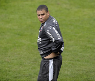 Ronaldo, durante un entrenamiento con el Corinthians en las ltimas fechas