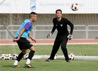 Galatto, durante un entrenamiento con el Málaga.