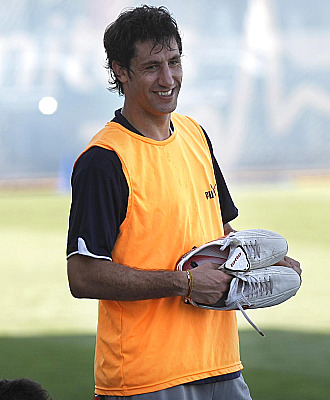 Capdevila, en una sesin de entrenamiento del Villarreal