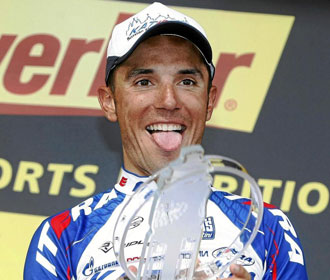"Purito" Rodrguez celebra una victoria en una etapa del tour de Francia