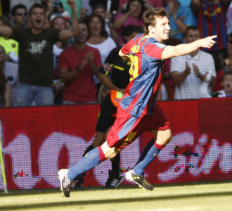 Messi celebra un gol ante el Racing