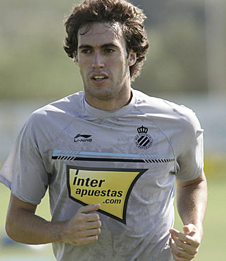 Ral Baena, durante un entrenamiento del Espanyol esta temporada.