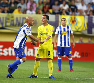 De la Pea salta al terreno de juego el pasado domingo ante el Villarreal.