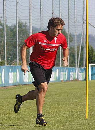 Ander Murillo, durante un entrenamiento con el Celta de esta temporada