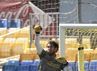Diego Lpez en el entrenamiento del Villarreal