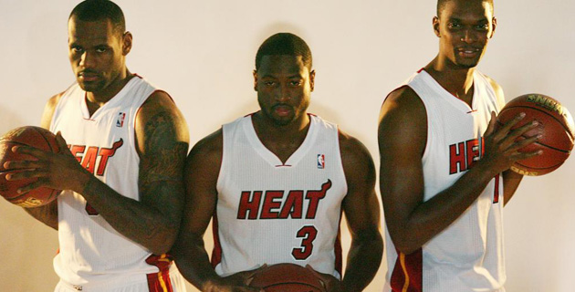 LeBron, Wade y Bosh en el Media Day de los Heat