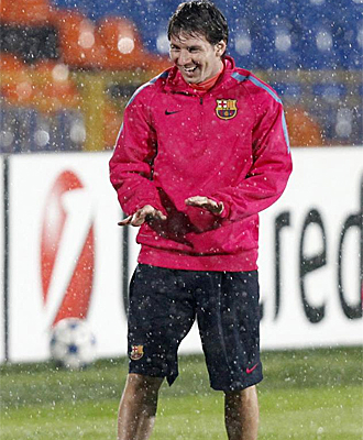 Leo Messi, durante el entrenamiento del Bar�a en Rusia