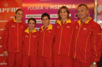 El equipo espaol de Fed Cup que se midi a Polonia en Sopot.