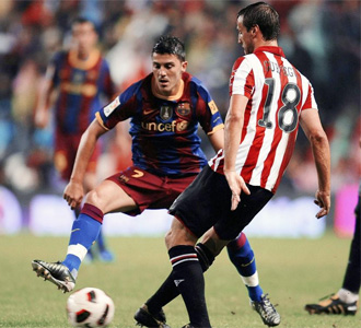 Gurpegui, durante el encuentro de la pasada jornada liguera ante el Barcelona.