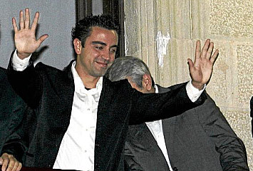 Xavi, durante el homenaje en Terrassa