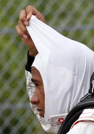 Lewis Hamilton, despus de su accidente en Suzuka