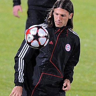 Demichelis, en un entrenamiento con el Bayern