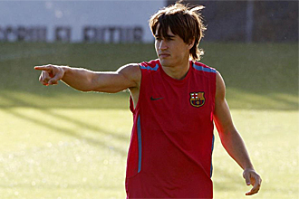 Bojan, durante un entrenamiento del Barcelona