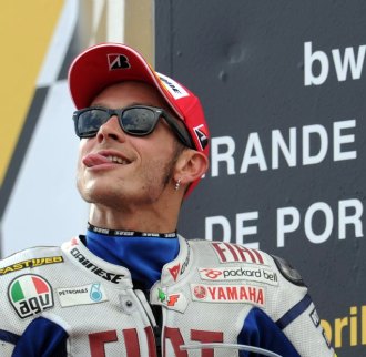 Rossi, en el podio de Estoril