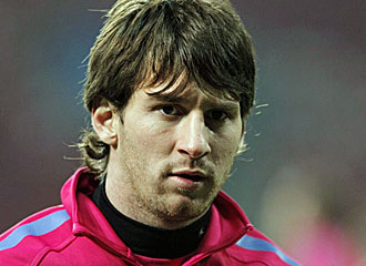 Messi durante un entrenamiento con el Bara.