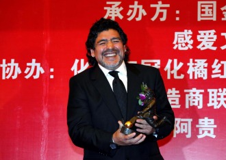 Maradona, durante un acto en China
