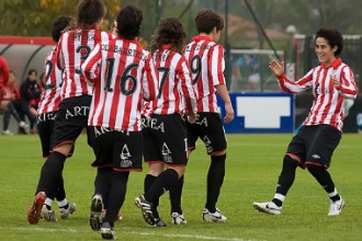 Celebracin de un gol del Athletic de Bilbao, en una imagen de archivo.