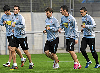 Amat, David Garca, Ivn Alonso y lvaro Molina en un entrenamiento