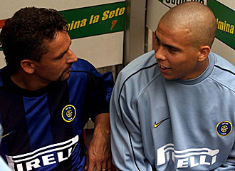 Baggio junto a Ronaldo en su etapa en el Inter.