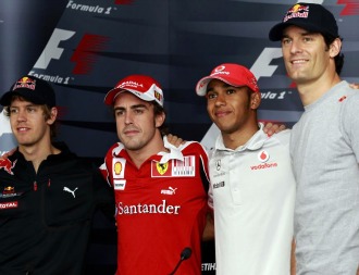 Vettel, Alonso, Hamilton y Webber, los cuatro pilotos en lucha por el ttulo