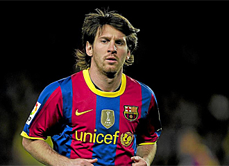 Messi durante un partido en el Barcelona.